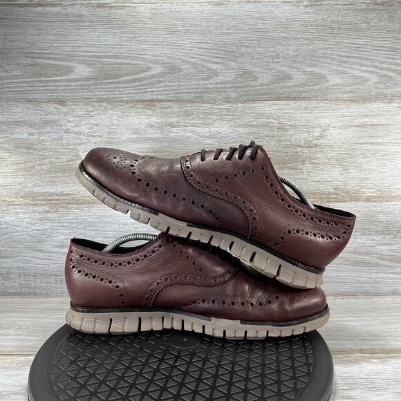 Cole Haan Men’s ZEROGRAND Brown Leather Wingtip Oxfords Size 10.5 - Picture 10 of 11